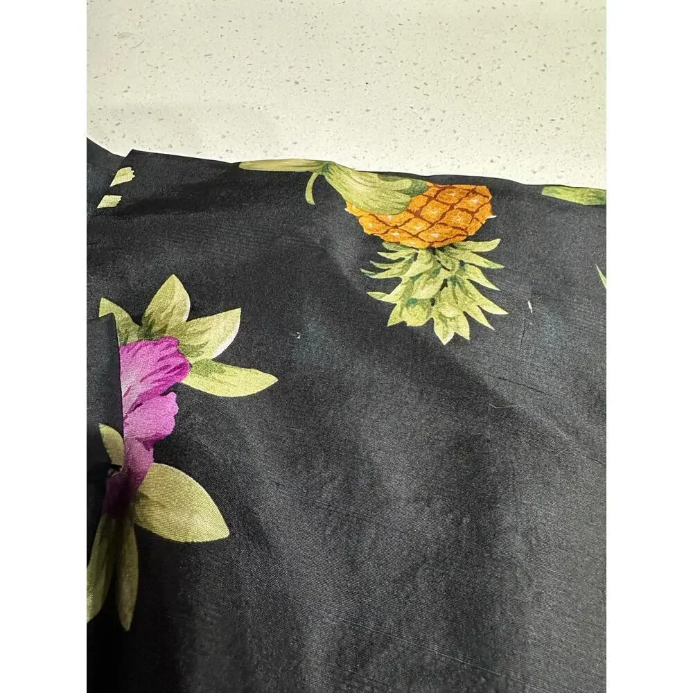 Silkland 100% Silk jacket Blazer Black Tropical Flowers 16 Resort vacation beach - Picture 13 of 13